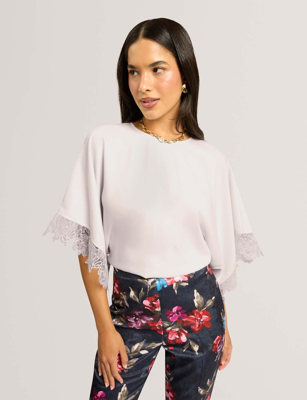 Ted Baker Women's Lace Detail Batwing Top - 16 - Beige - Available at M&S