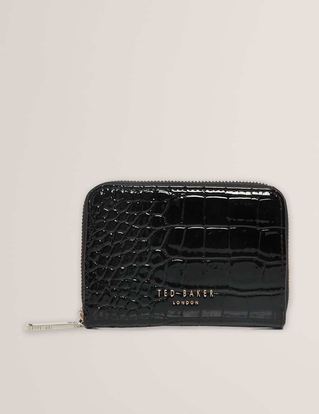 Ted Baker Croc Effect Zip Around Wallet Black