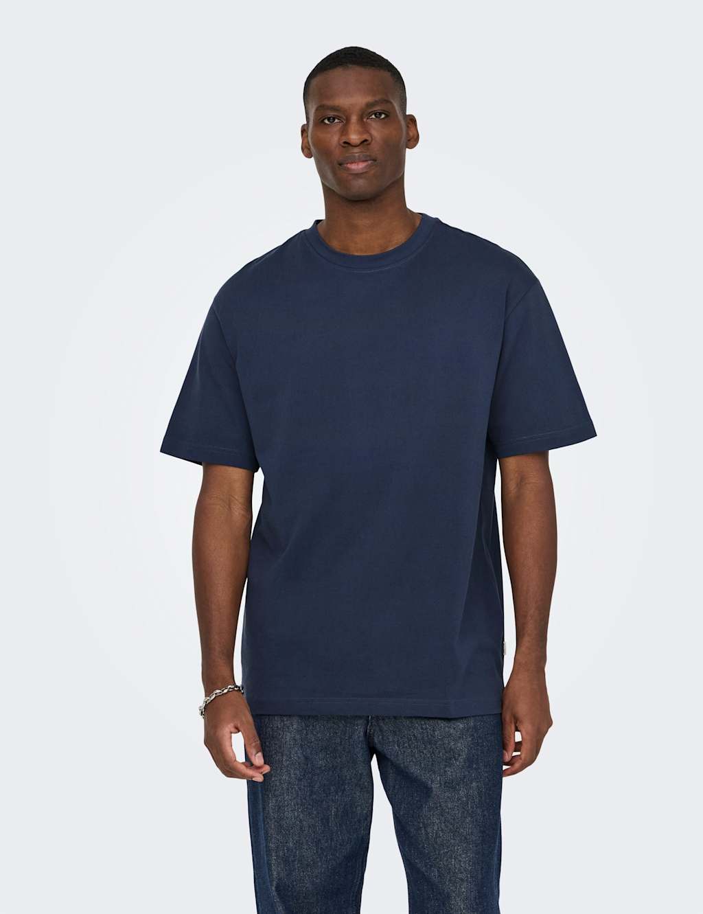 Only & Sons Men's Pure Cotton Jersey T-Shirt - S - Dark Navy - Available at M&S