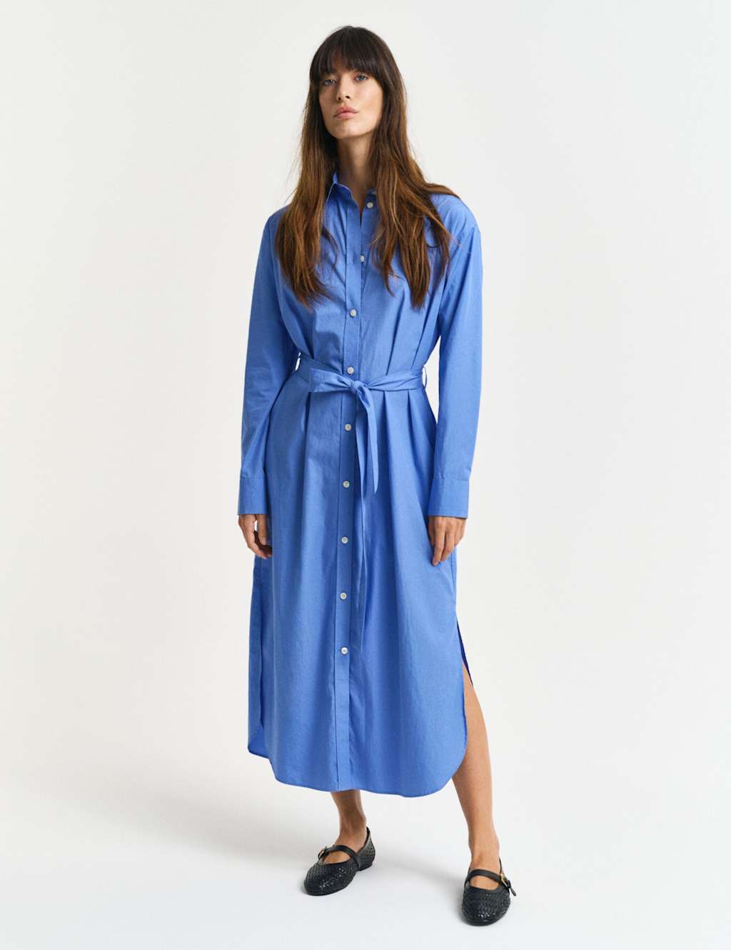 Pure Cotton Belted Midaxi Shirt Dress