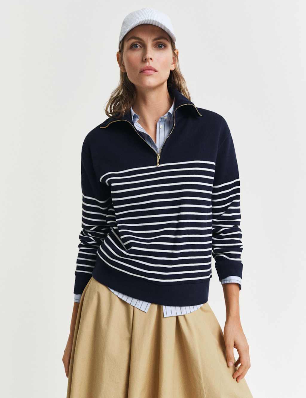 Pure Cotton Ribbed Striped Sweatshirt