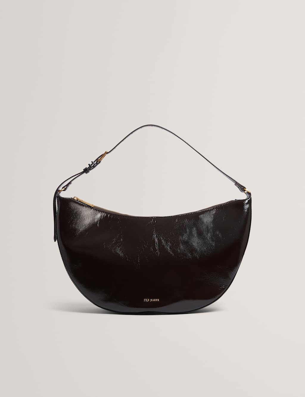 Ted Baker Leather Patent Finish Shoulder Bag Brown