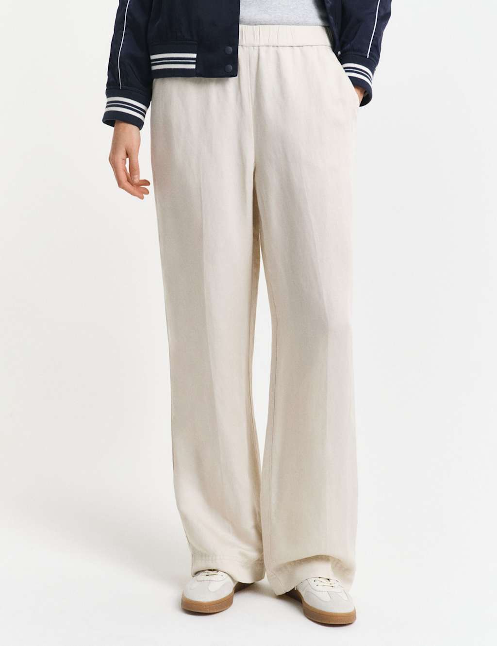 Linen Blend Straight Leg Pants