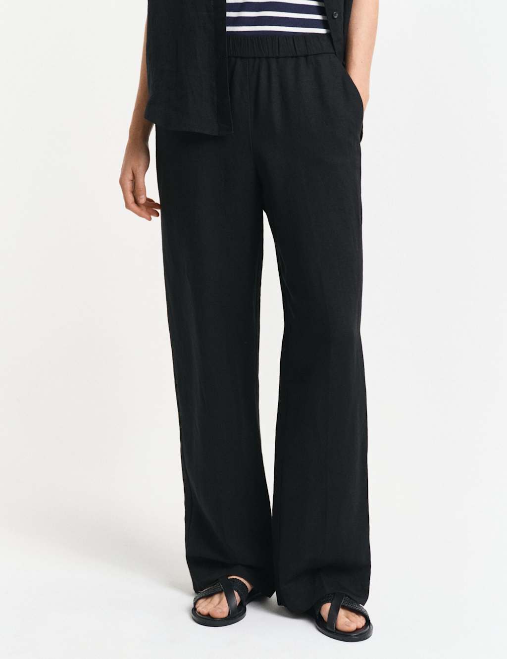 Linen Blend Straight Leg Pants