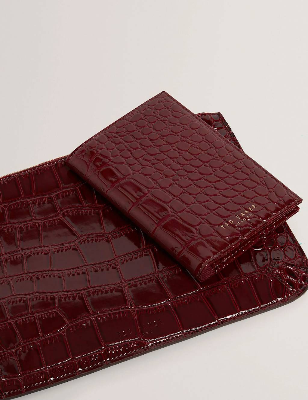 Ted Baker Women's Croc Effect Passport Cover - Dark Red - Available at M&S