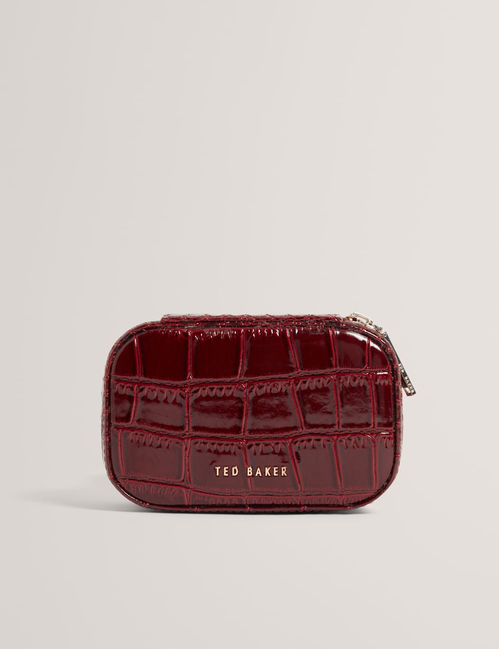 Ted Baker Croc Effect Mini Jewellery Case Dark Red