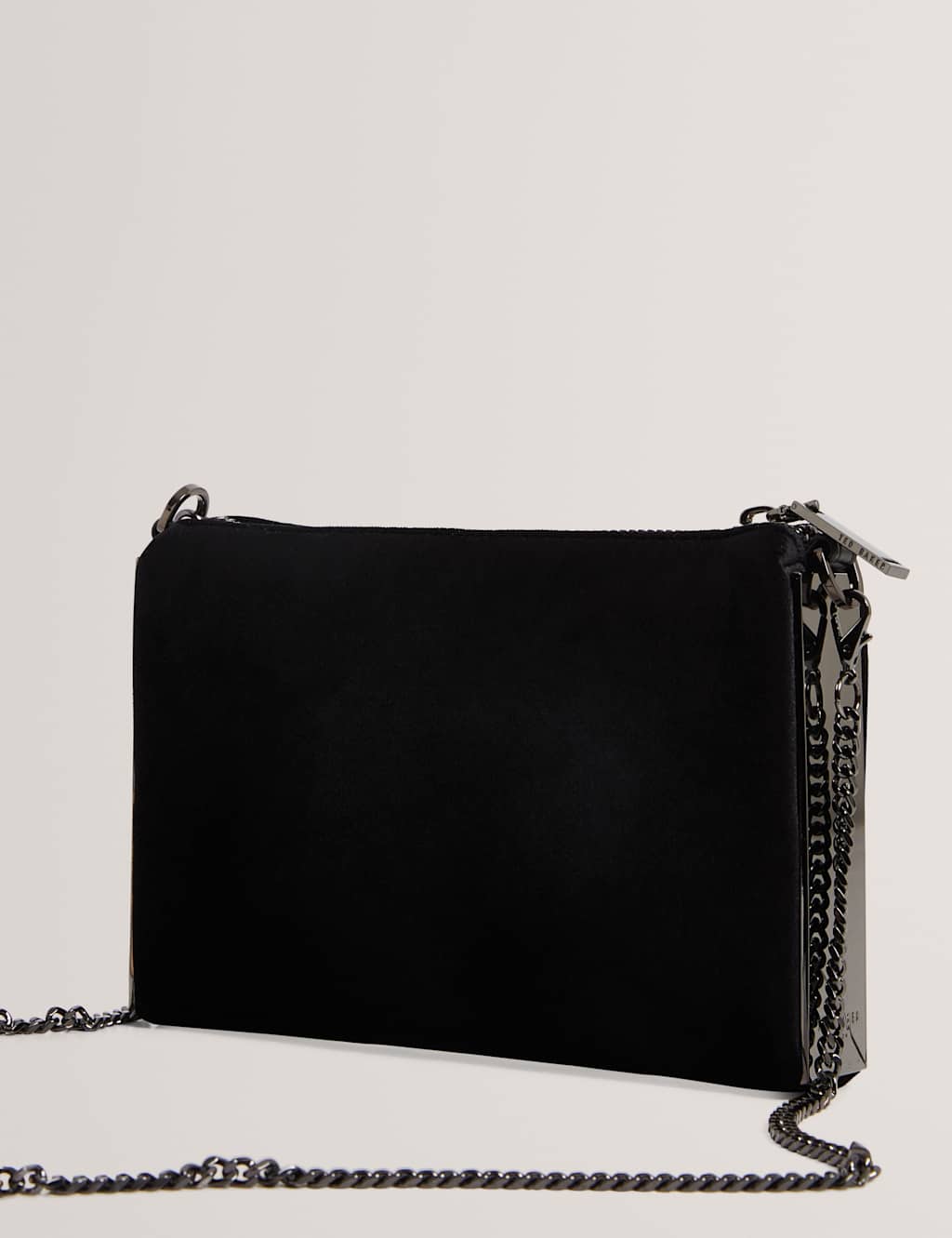 Ted Baker Velvet Chain Strap Crossbody Clutch Bag Black