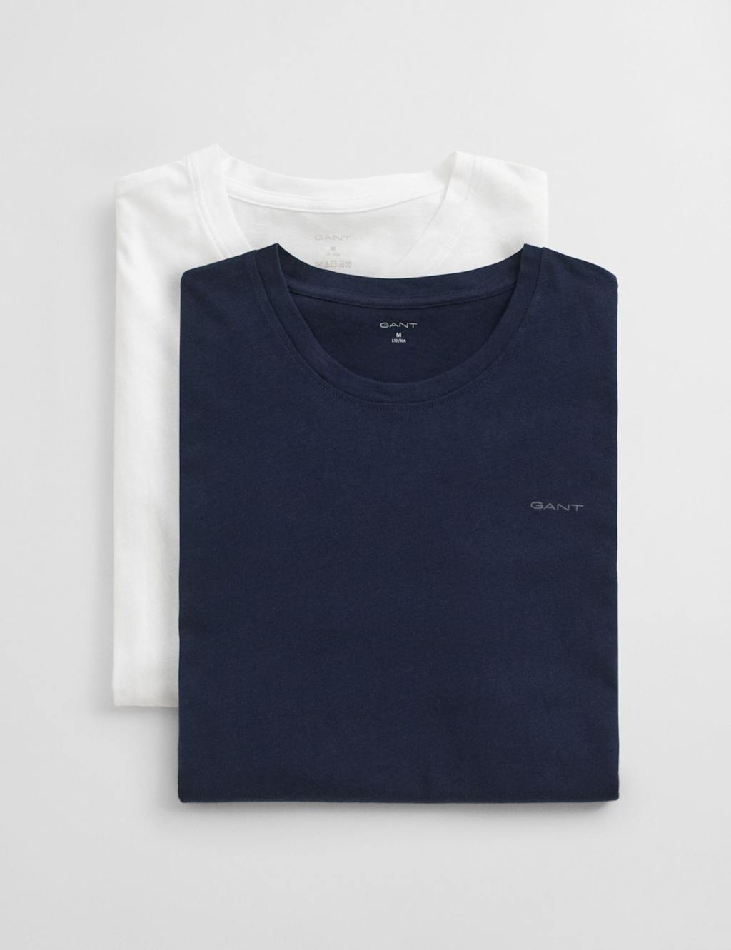 GANT 2 Pack Pure Cotton Crew Neck T-Shirts Navy Mix