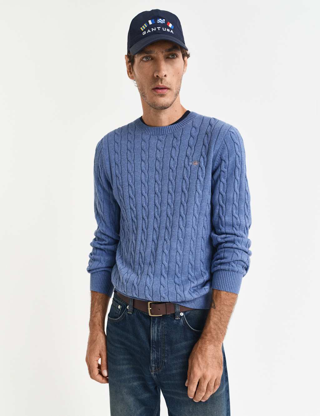 Pure Cotton Cable Crew Neck Jumper