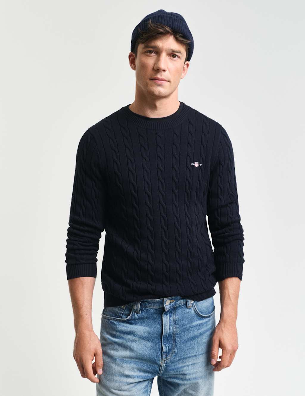 Pure Cotton Cable Crew Neck Jumper