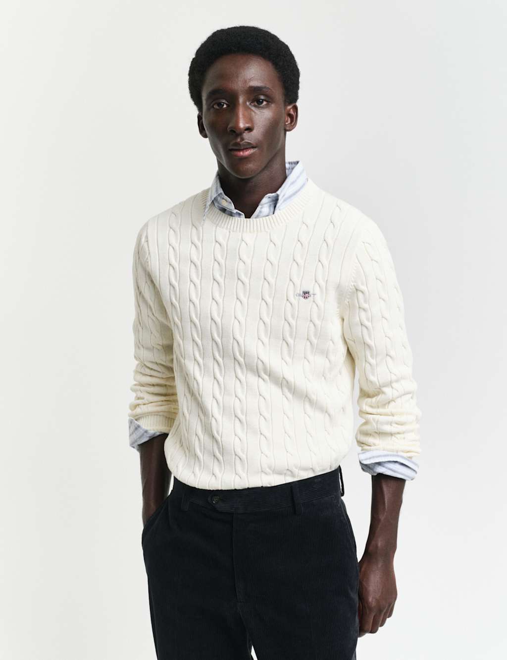 Pure Cotton Cable Crew Neck Jumper