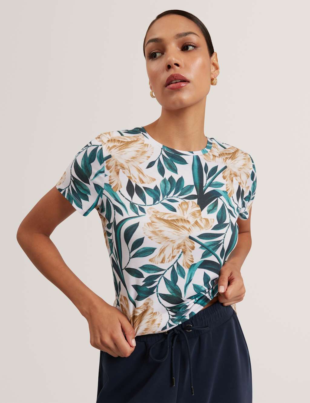 Ted Baker Women's Floral T-Shirt - 6 - Cream Mix - Available at M&S