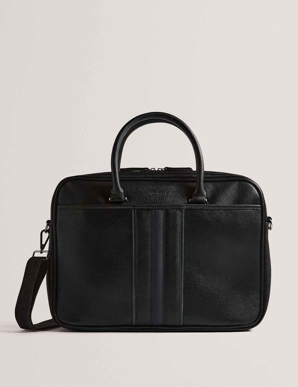 Ted Baker Faux Leather Pebble Grain Laptop Bag Black