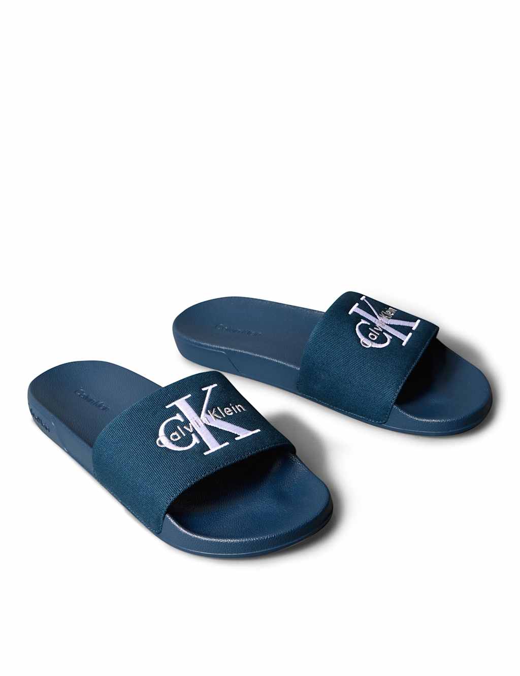 Calvin Klein Men's Canvas Contoured Logo Sliders - 9 - Navy - Available at M&S