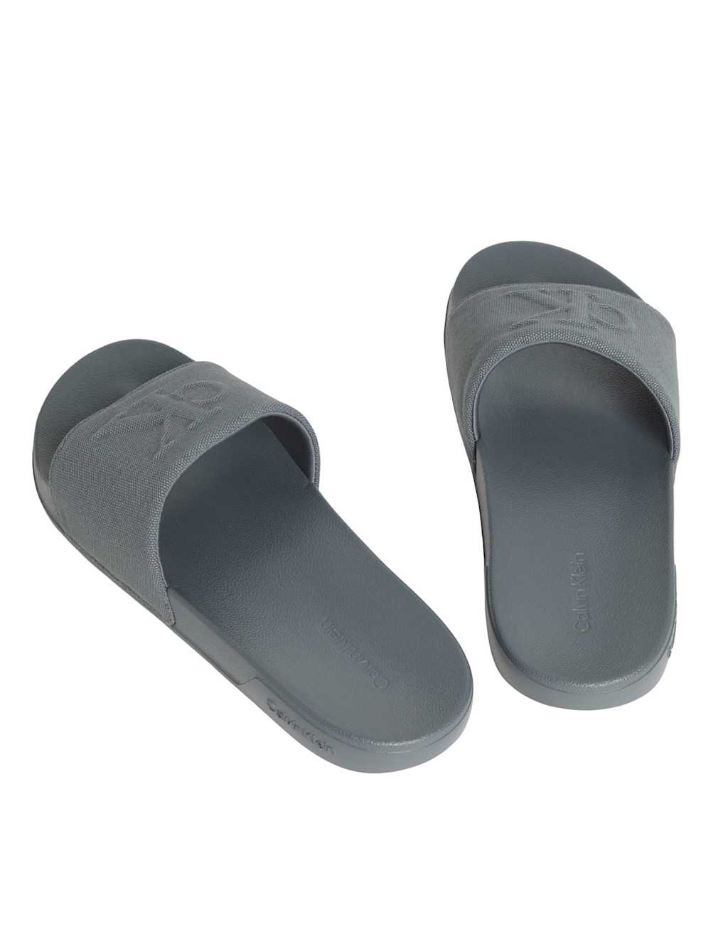 Calvin Klein Men's Canvas Contoured Logo Sliders - 7 - Grey - Available at M&S