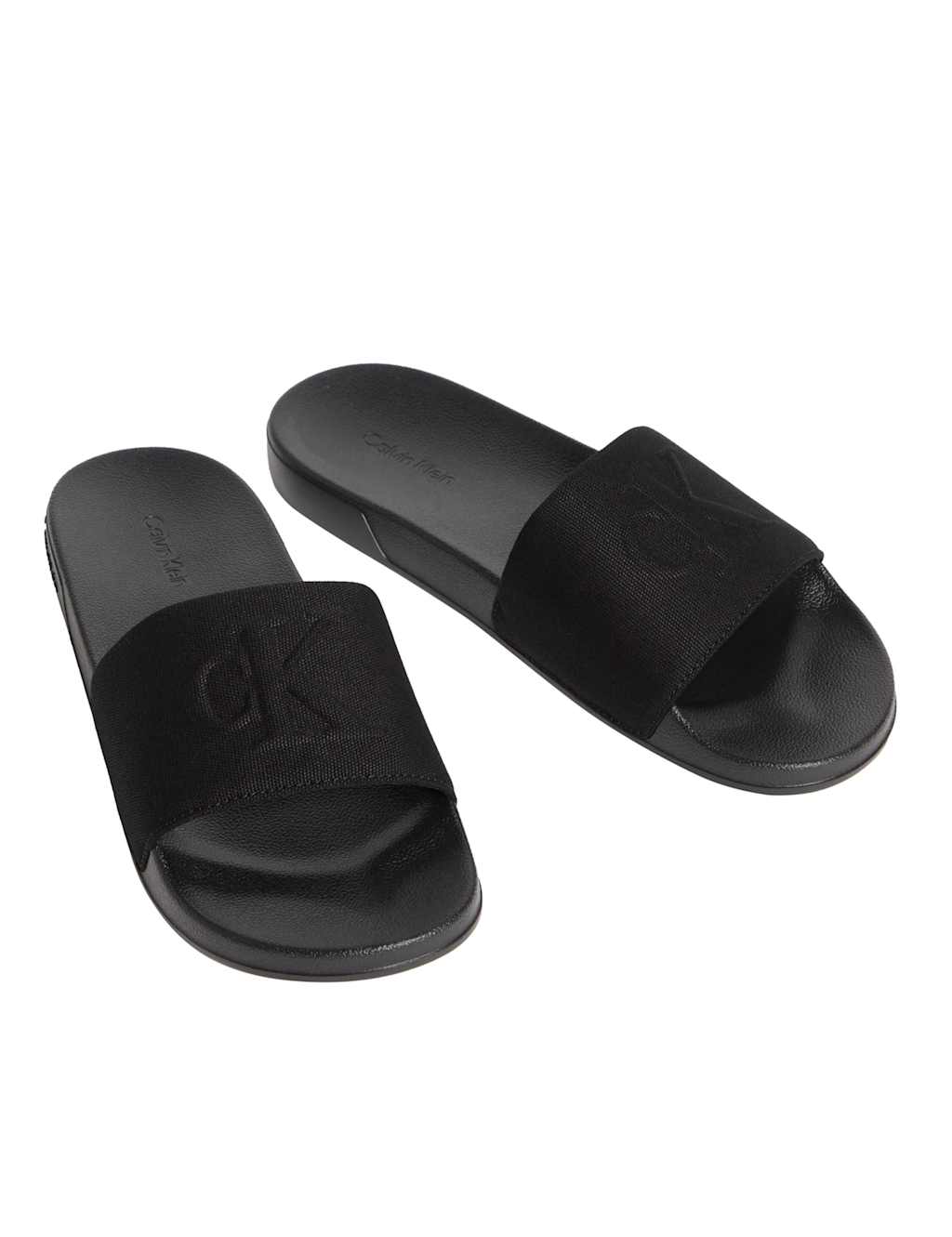 Calvin Klein Men's Canvas Contoured Logo Sliders - 10½ - Black - Available at M&S