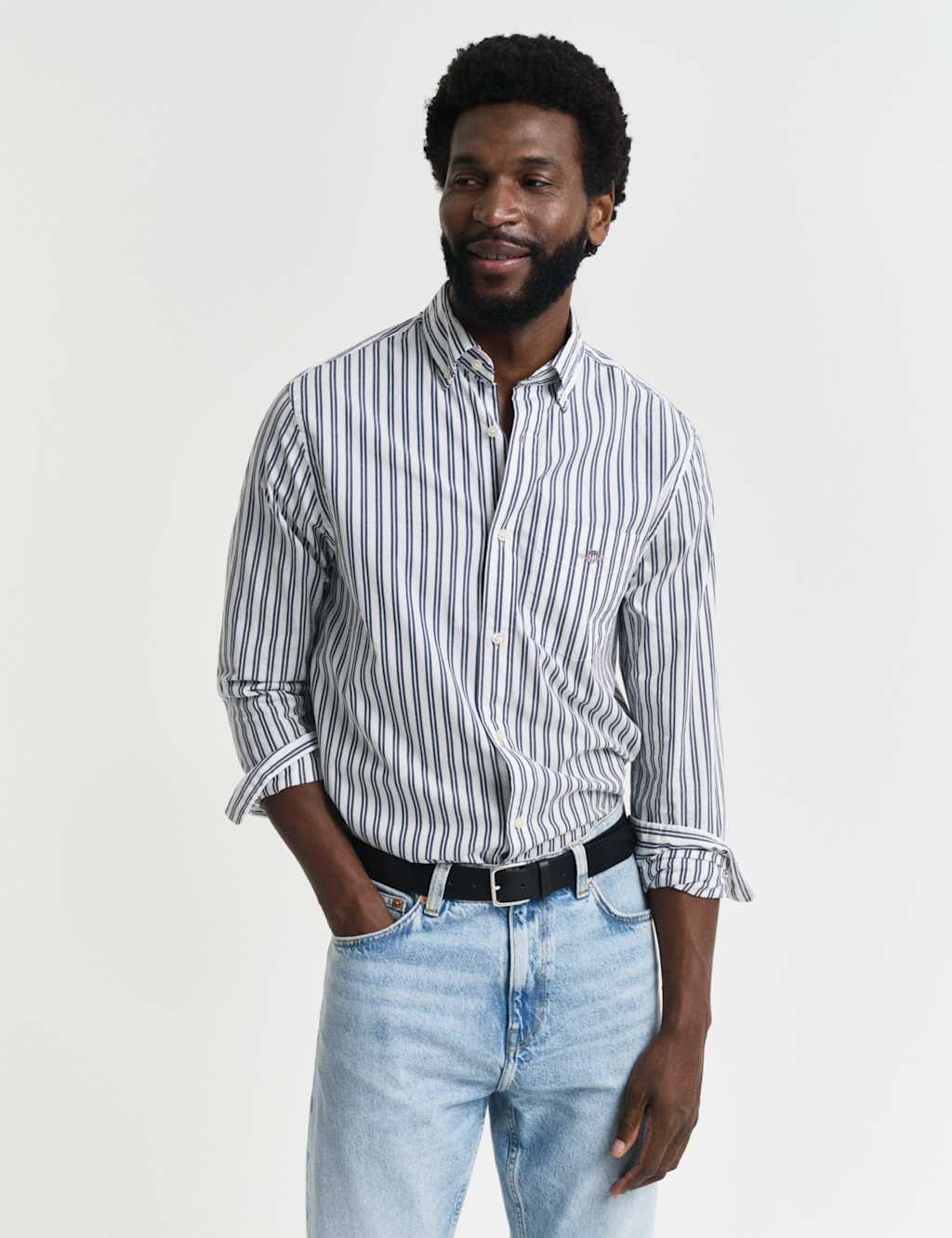 Regular Fit Pure Cotton Striped Oxford Shirt