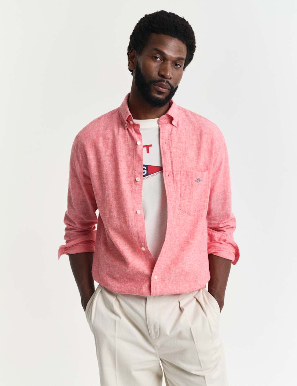 Regular Fit Linen Rich Oxford Shirt