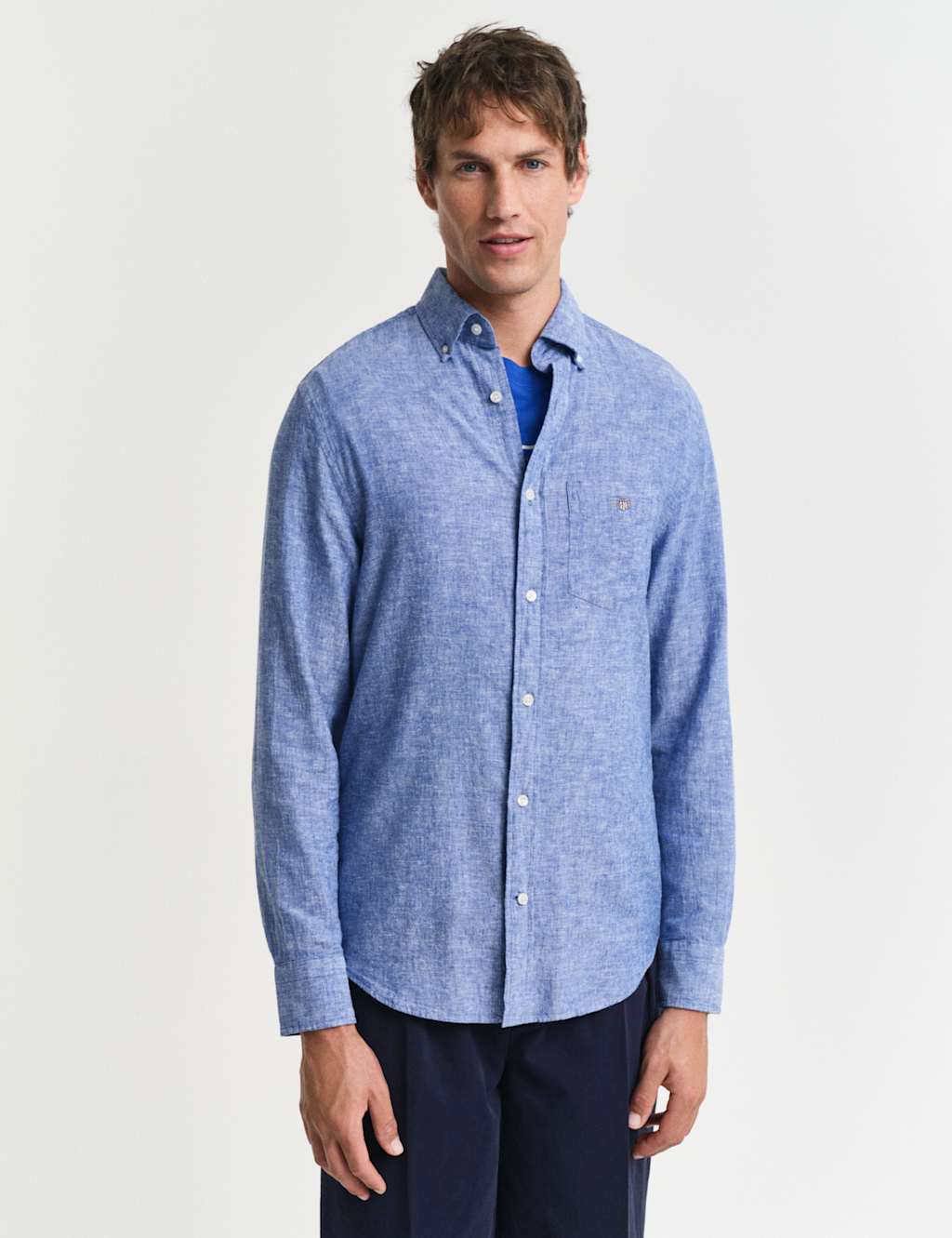 Regular Fit Linen Rich Oxford Shirt