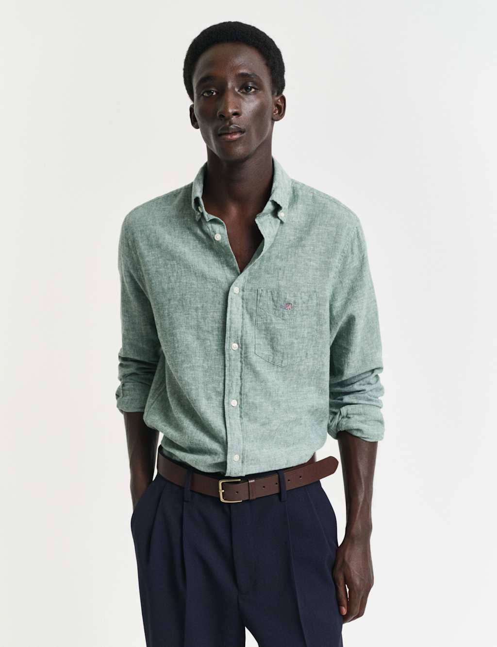 Regular Fit Linen Rich Oxford Shirt