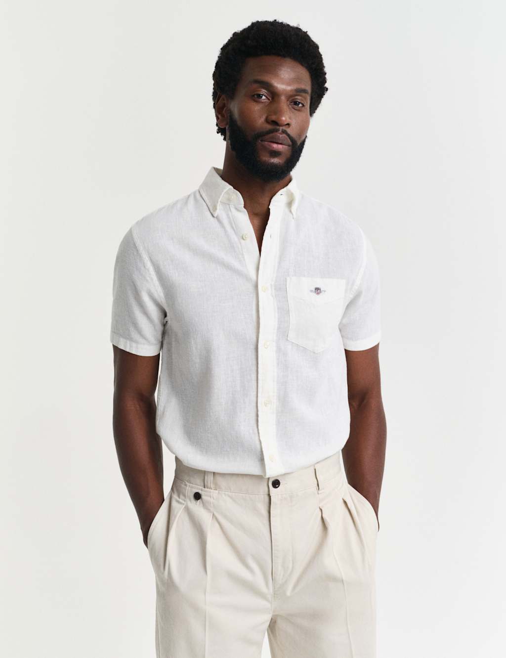 Regular Fit Linen Rich Short Sleeve Shirt