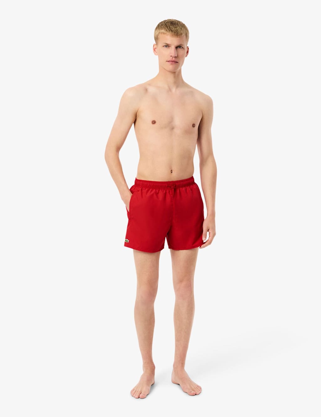 Lacoste Men's Quick-Dry Swim Trunks - M - Red - Available at M&S