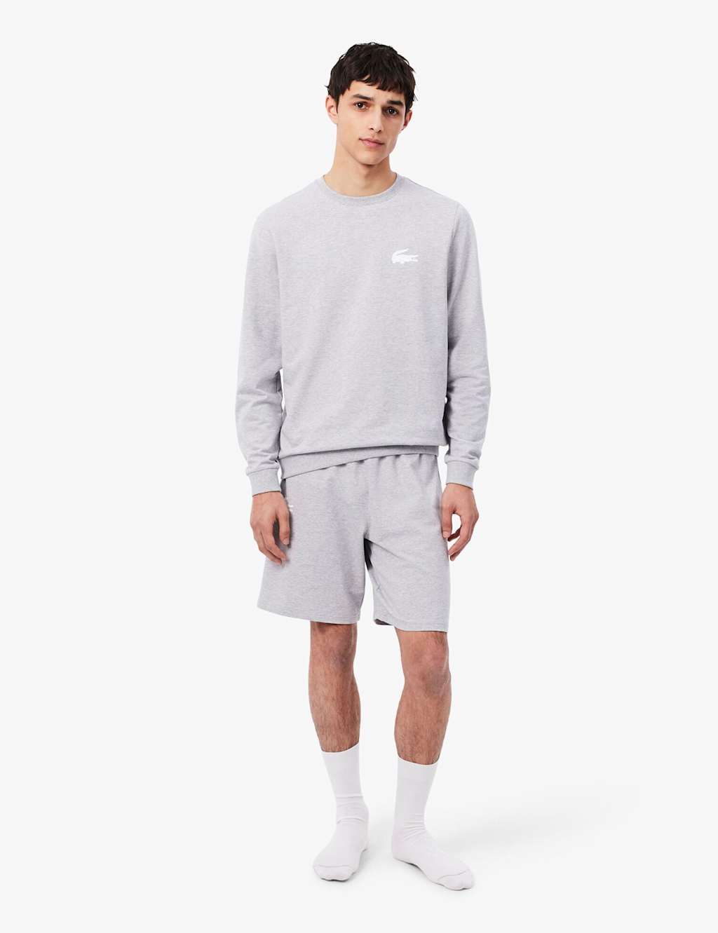 Lacoste Men's Cotton Rich Fleece Pyjama Shorts - XL - Grey Mix - Available at M&S