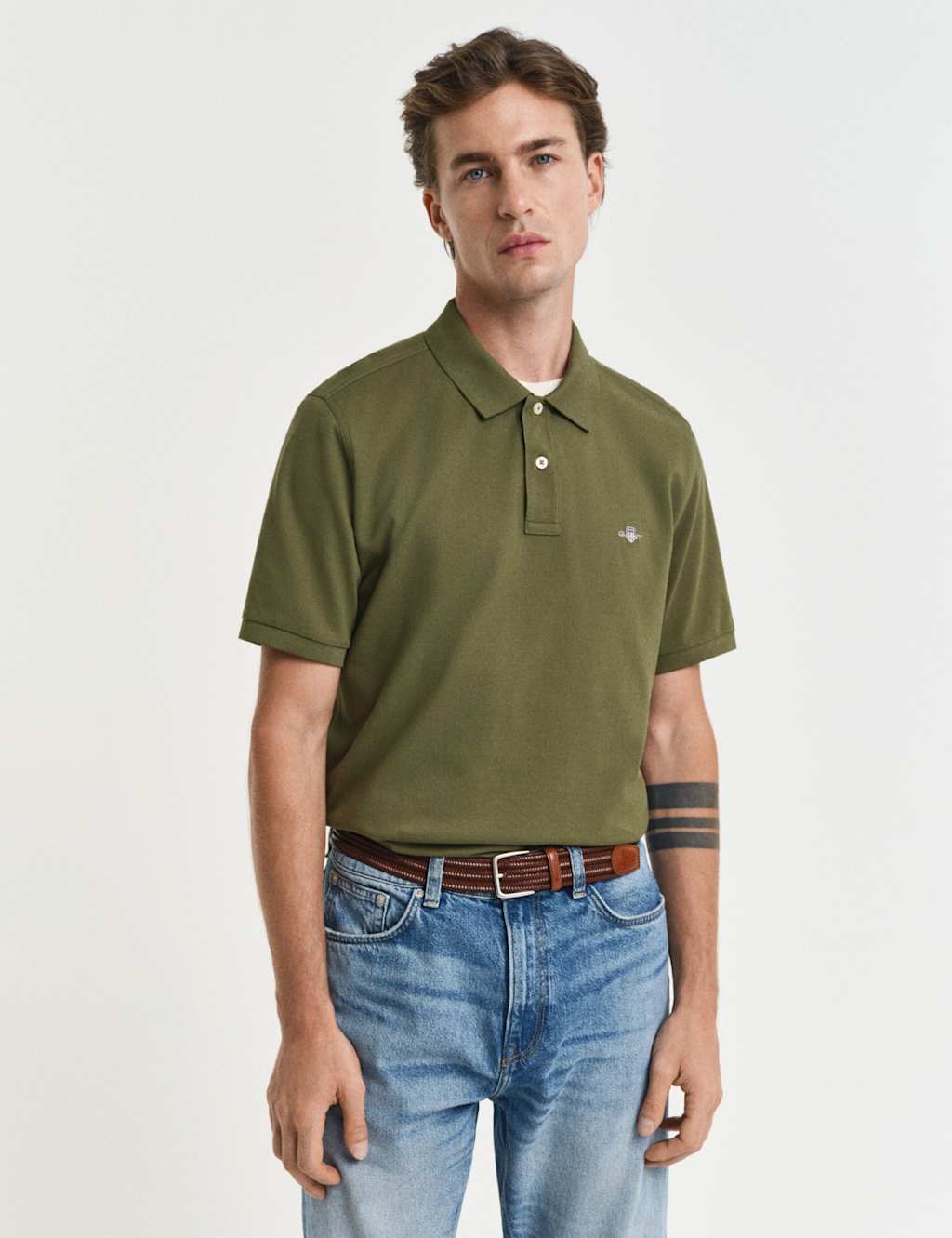 GANT Pure Cotton Piqu Polo Shirt Khaki
