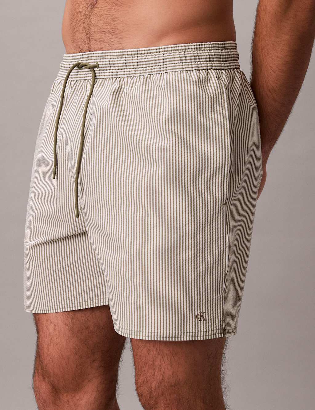 Calvin Klein Men's Striped Swim Shorts - S - Green Mix - Available at M&S