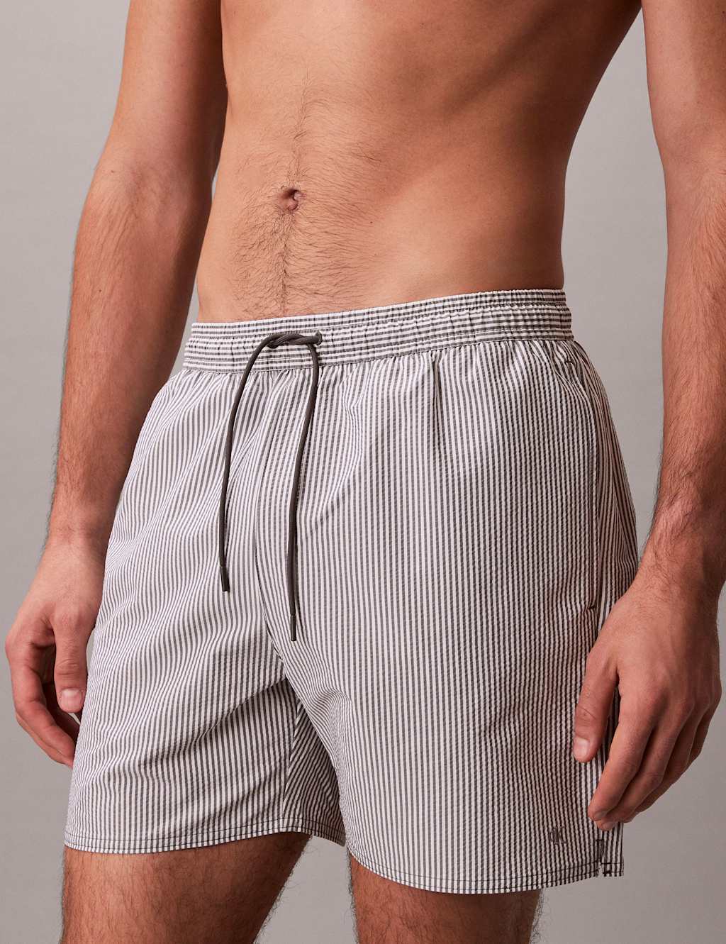 Calvin Klein Men's Striped Swim Shorts - M - Grey Mix - Available at M&S