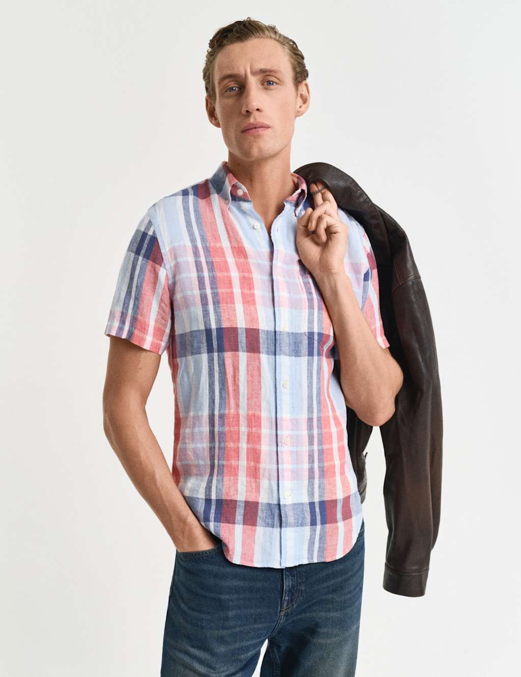 Regular Fit Pure Linen Check Shirt