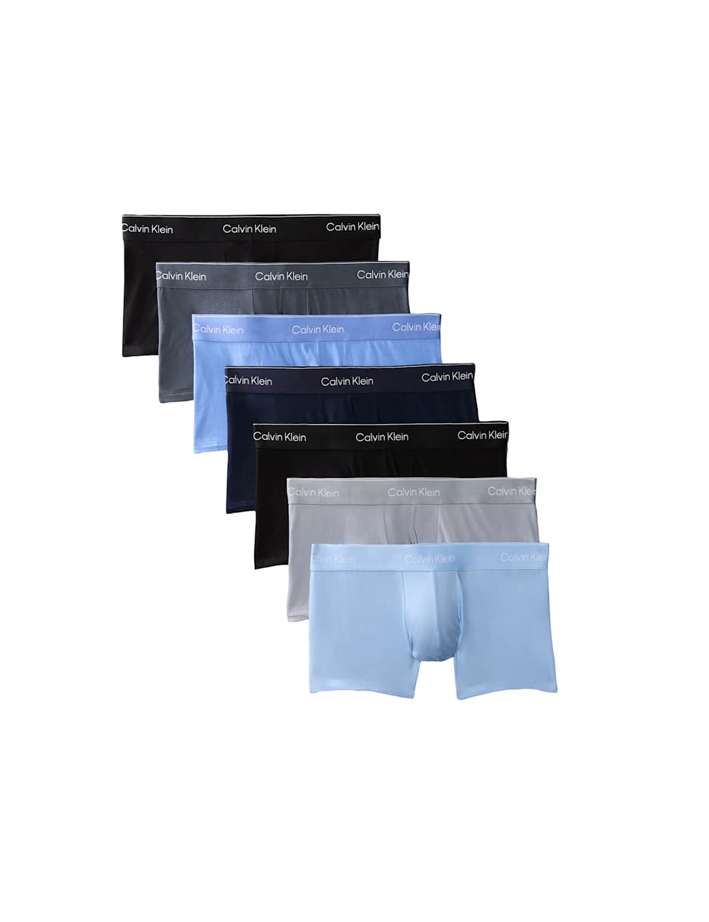 Calvin Klein Men's 7 Pack Low Rise Trunks - Icon Cotton Stretch - M - Blue Mix - Available at M&S
