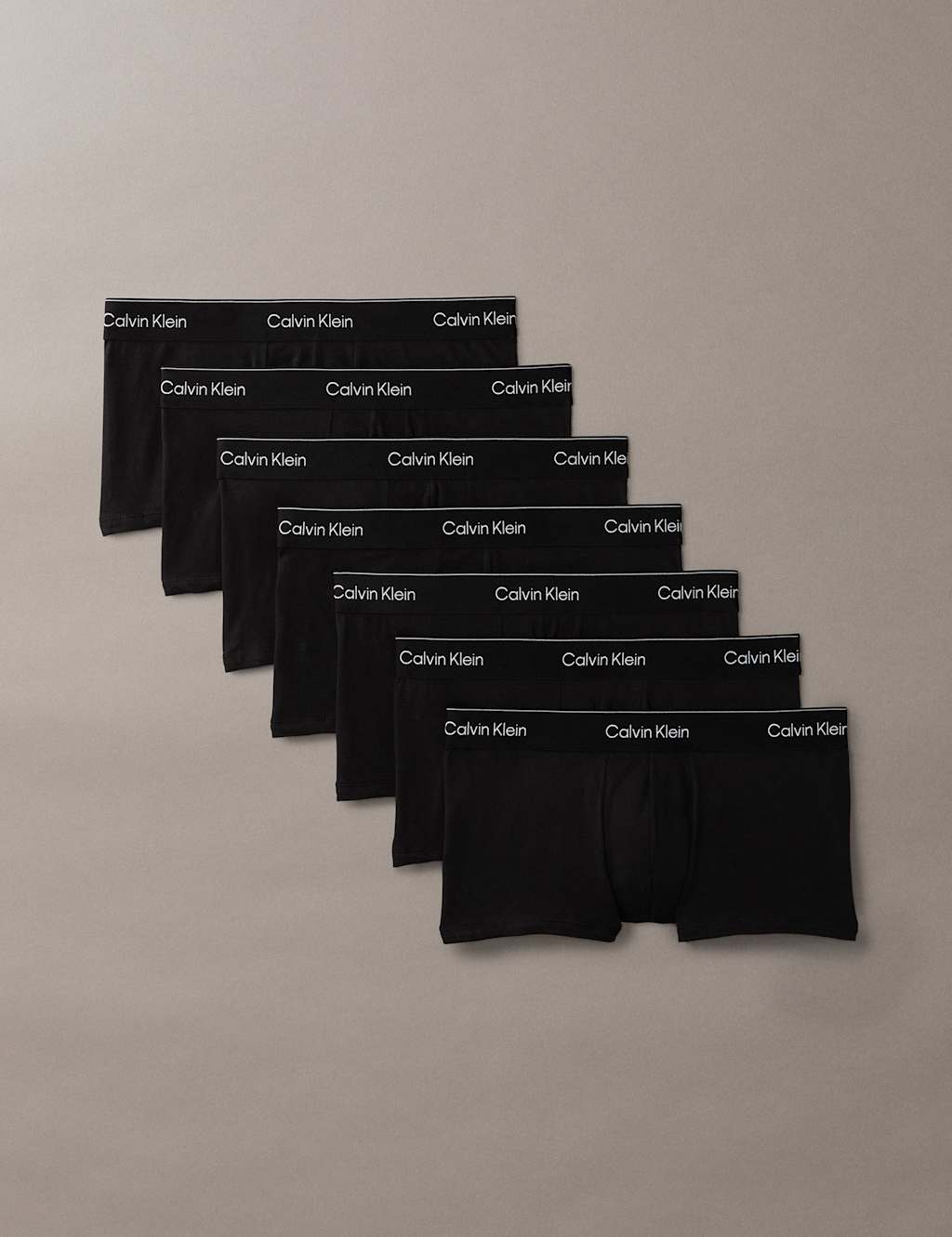 Calvin Klein Men's 7 Pack Low Rise Trunks - Icon Cotton Stretch - XL - Black - Available at M&S