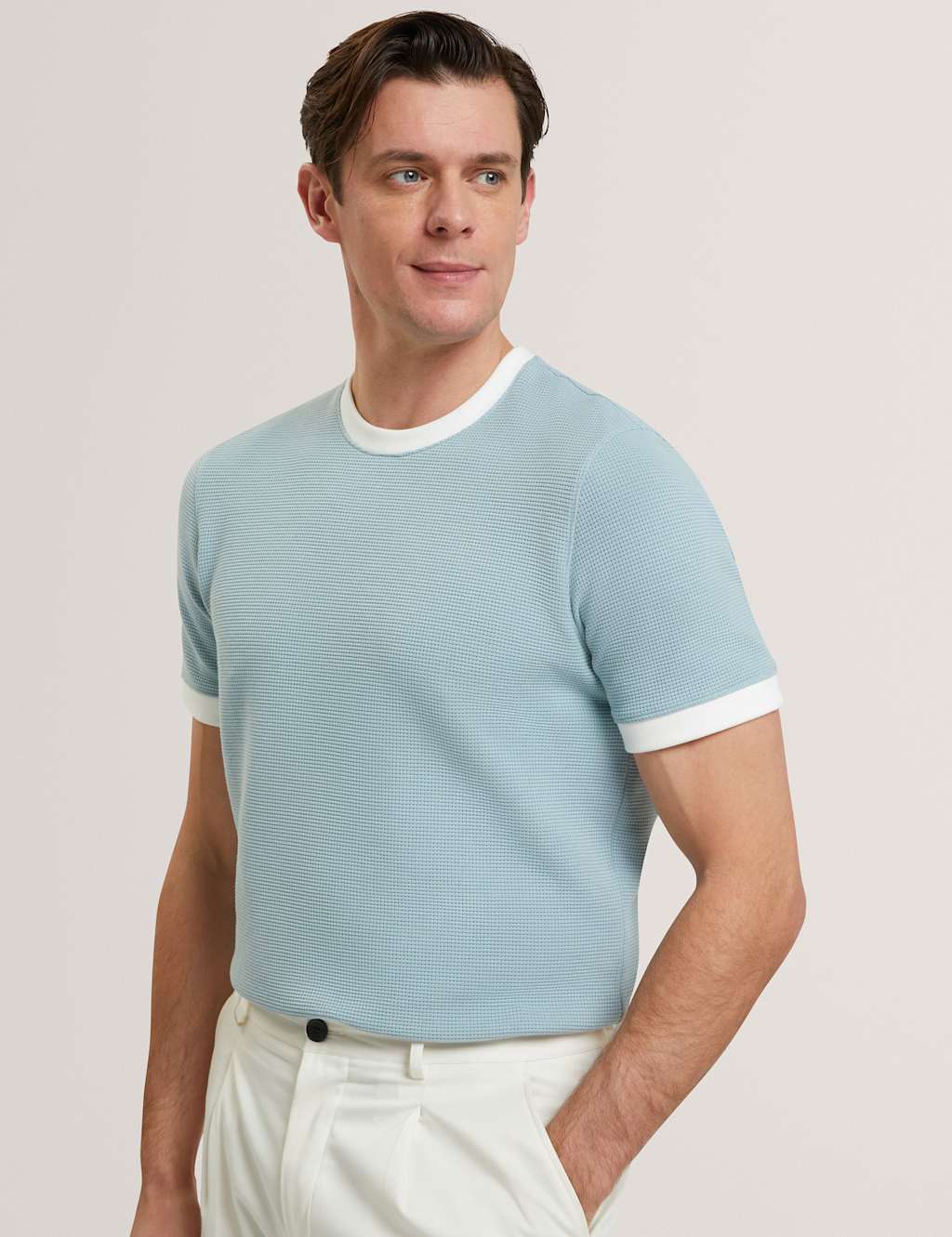 Ted Baker Men's Cotton Blend Crew Neck T-Shirt - M - Bright Blue - Available at M&S