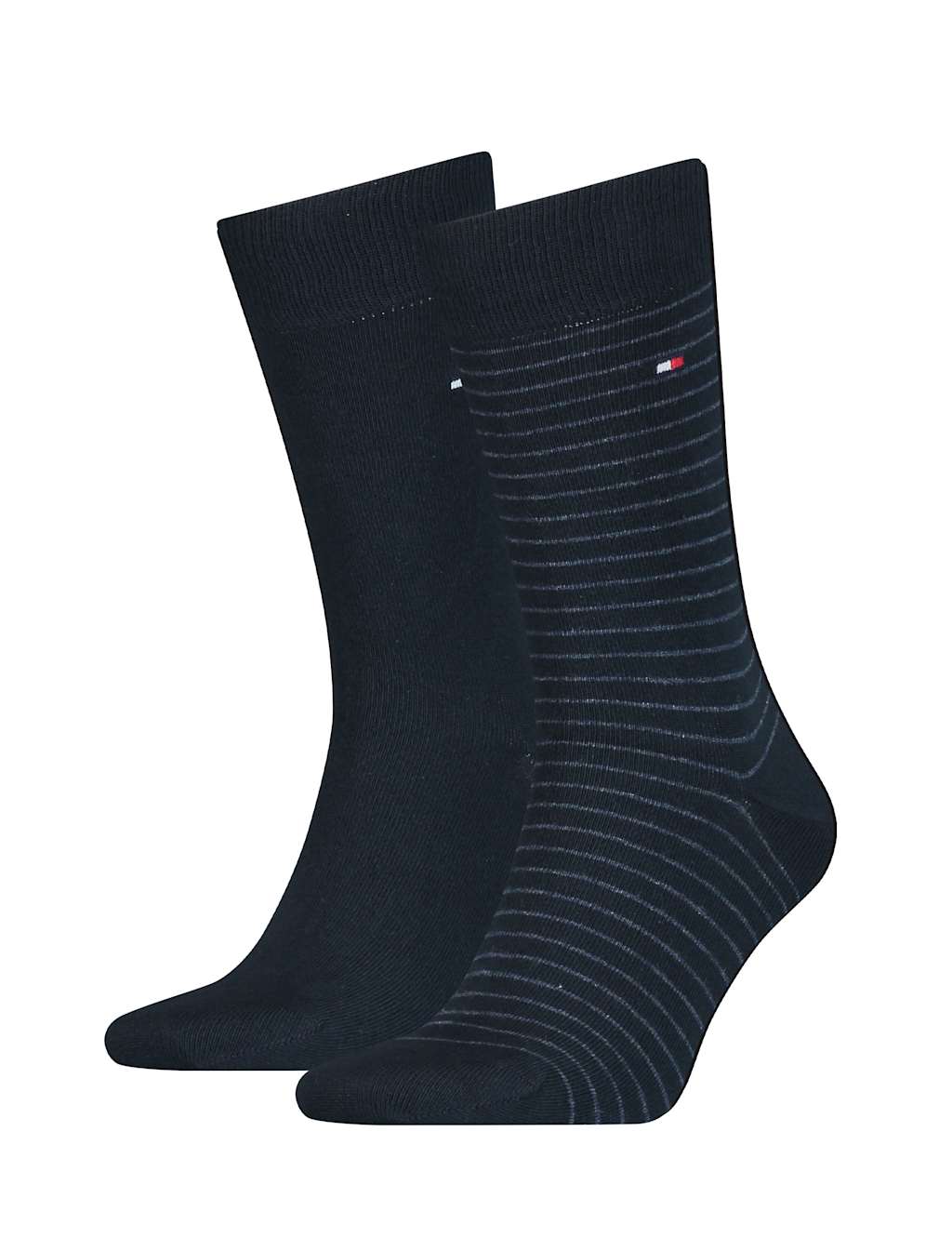 2pk Striped & Plain Cotton Rich Socks
