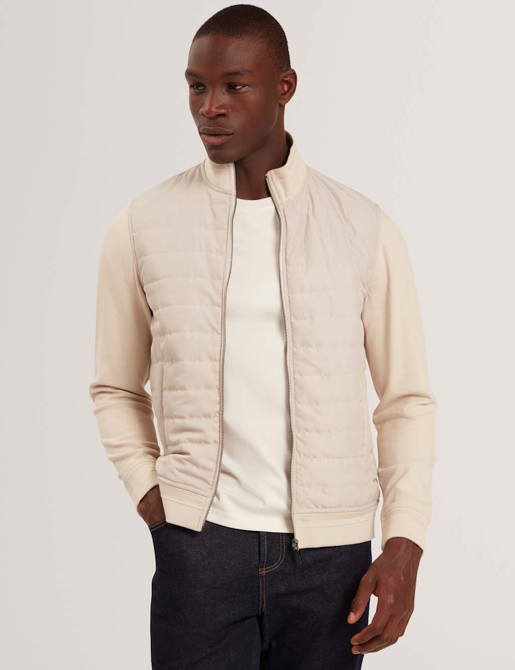 Ted Baker Men's Quilted Bomber Jacket - L - Ecru - Available at M&S