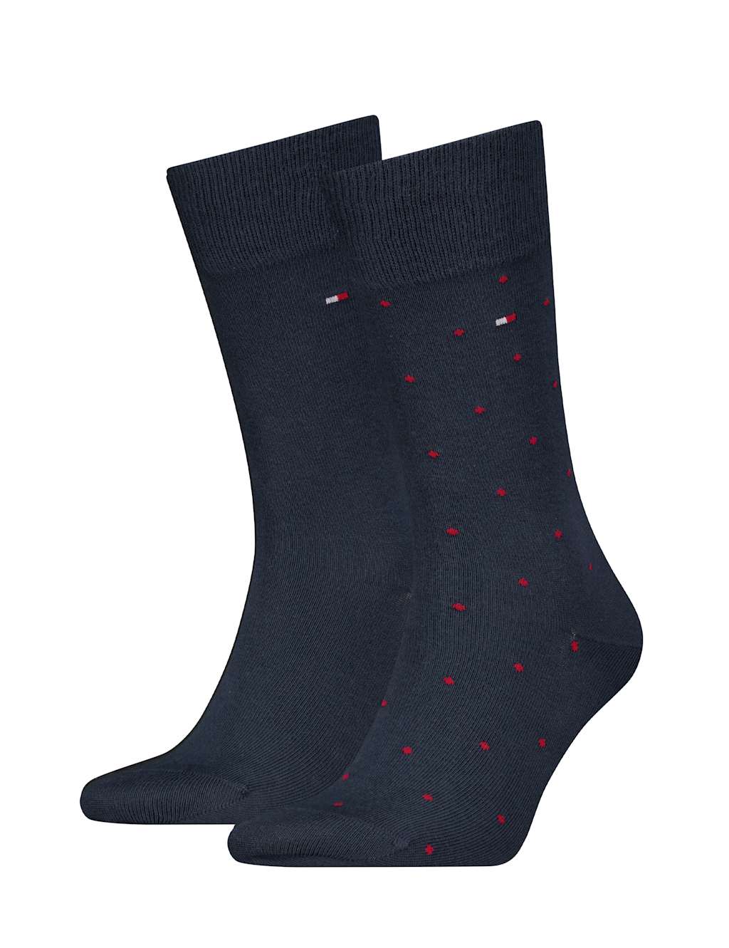2pk Polka Dot & Plain Cotton Rich Socks