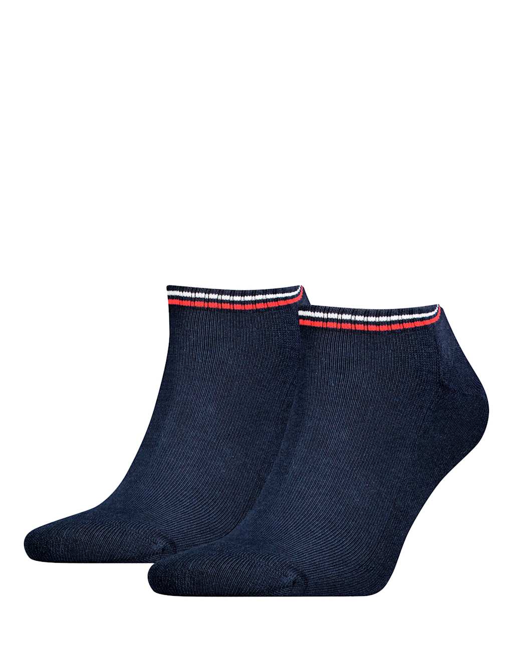 2pk Striped Cuff Cotton Rich Trainer Socks