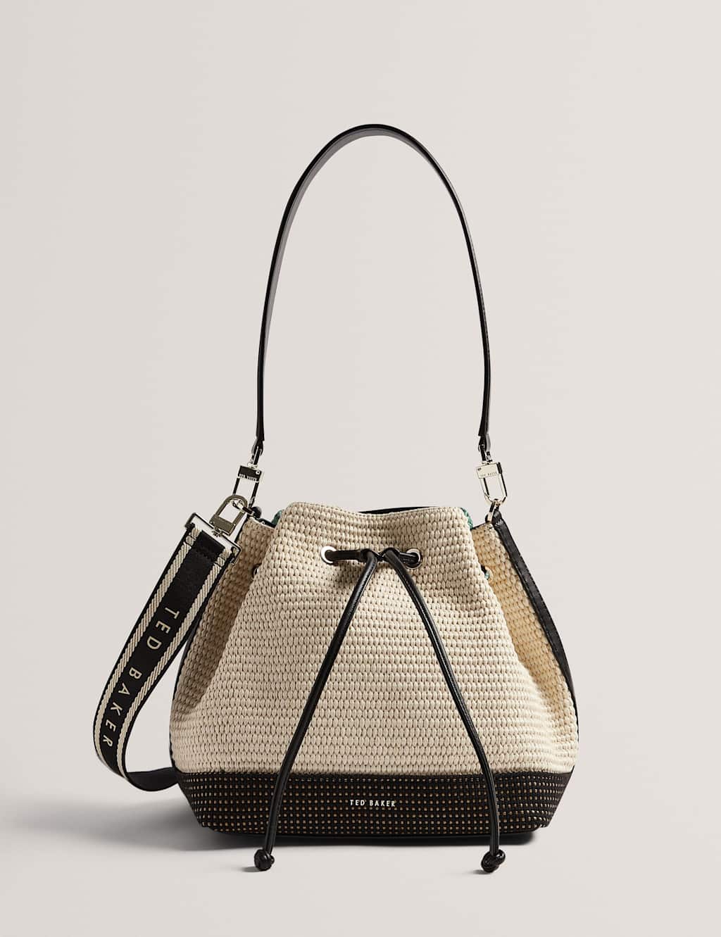 Ted Baker Straw Webbing Strap Detail Bucket Bag Beige