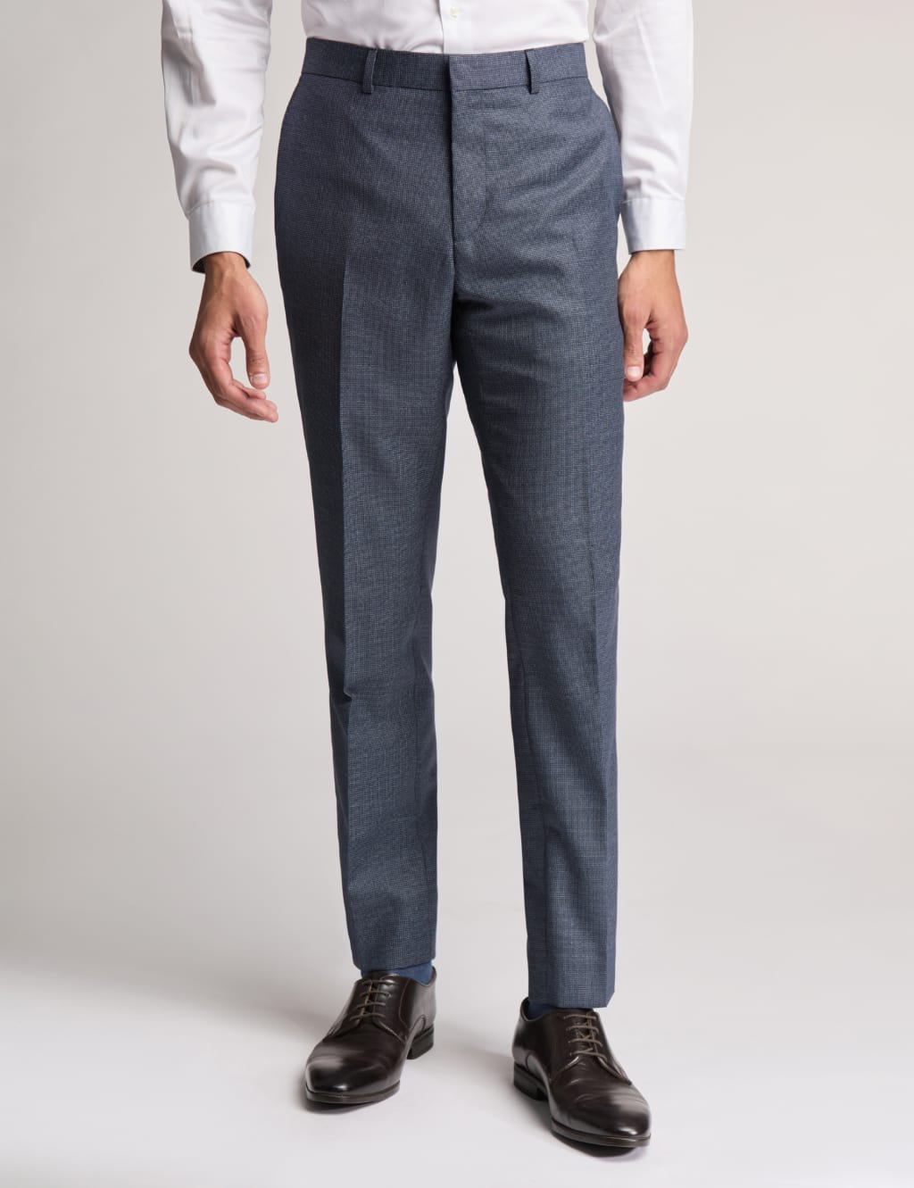 Slim Fit Wool Rich Textured Puppytooth Trousers
