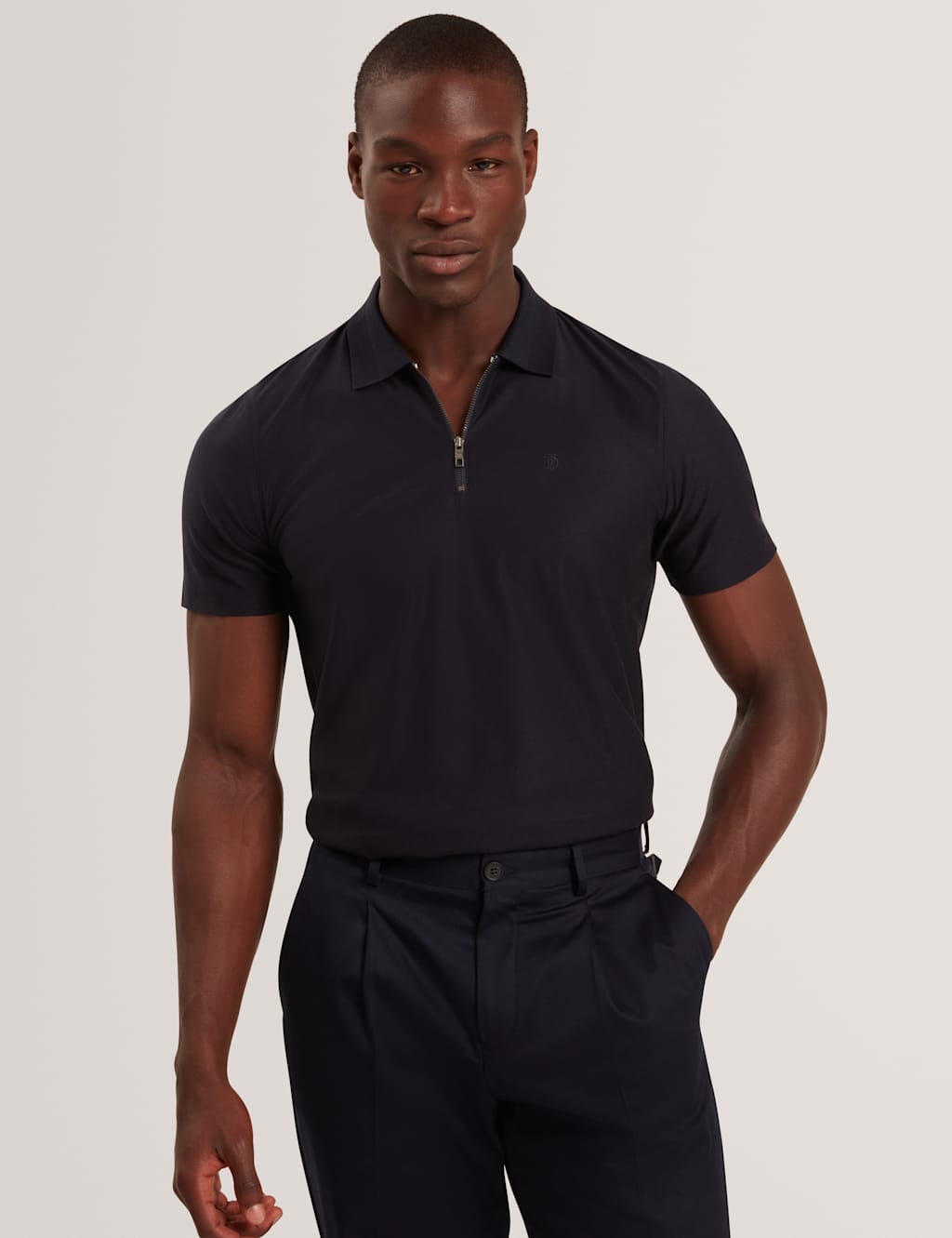 Ted Baker Men's Pure Cotton Half Zip Polo Shirt - 2XL - Navy - Available at M&S