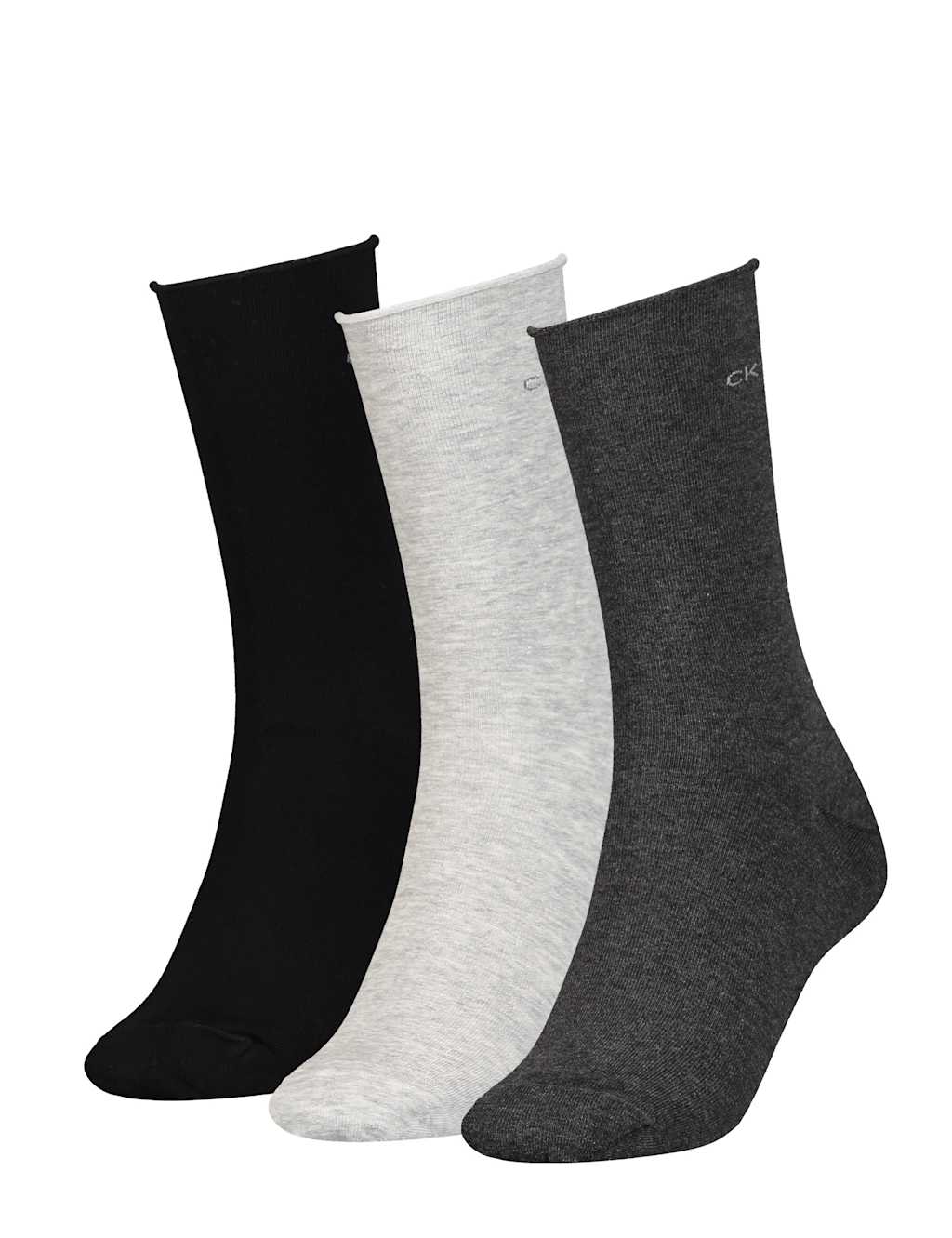 3pk Cotton Rich Rolled Top Ankle High Socks