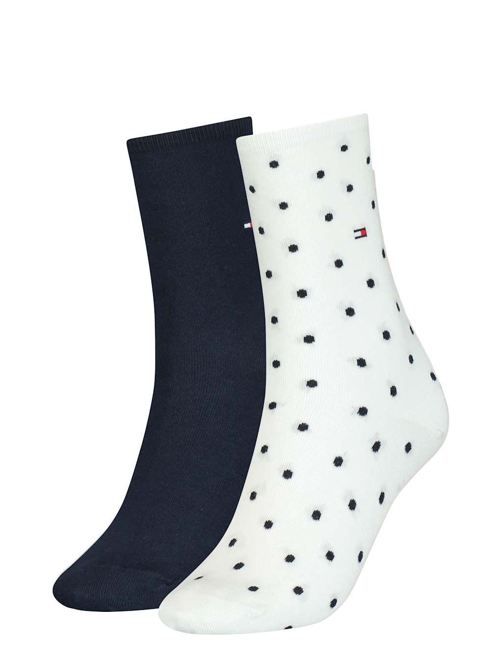 2pk Cotton Rich Polka Dot Ankle High Socks
