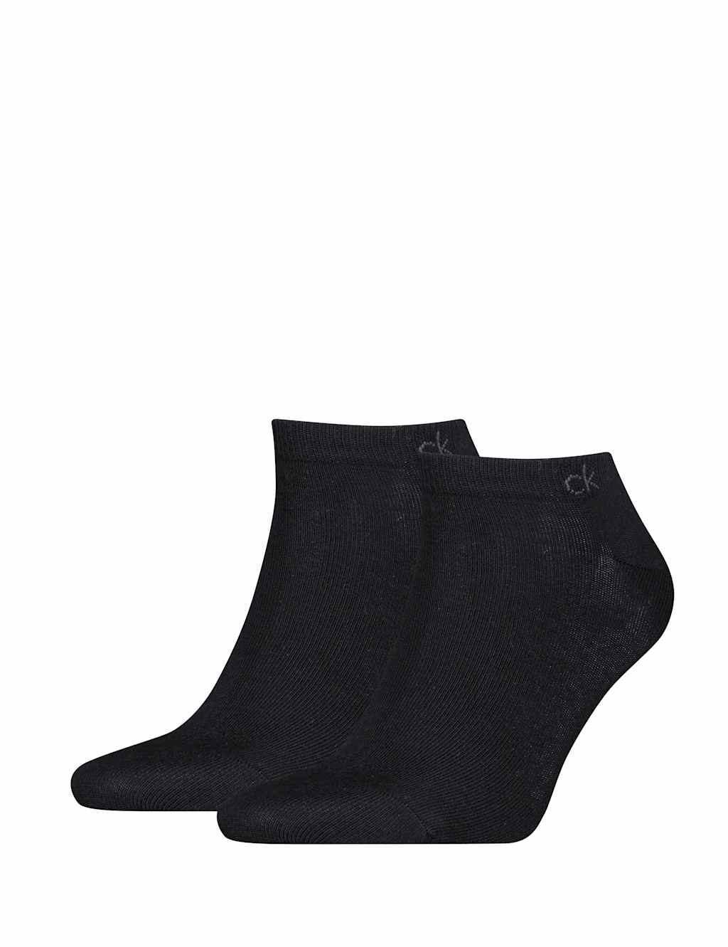 Calvin Klein Men's 2 Pack Cotton Rich Trainer Socks - 9-11 - Black, Black,White