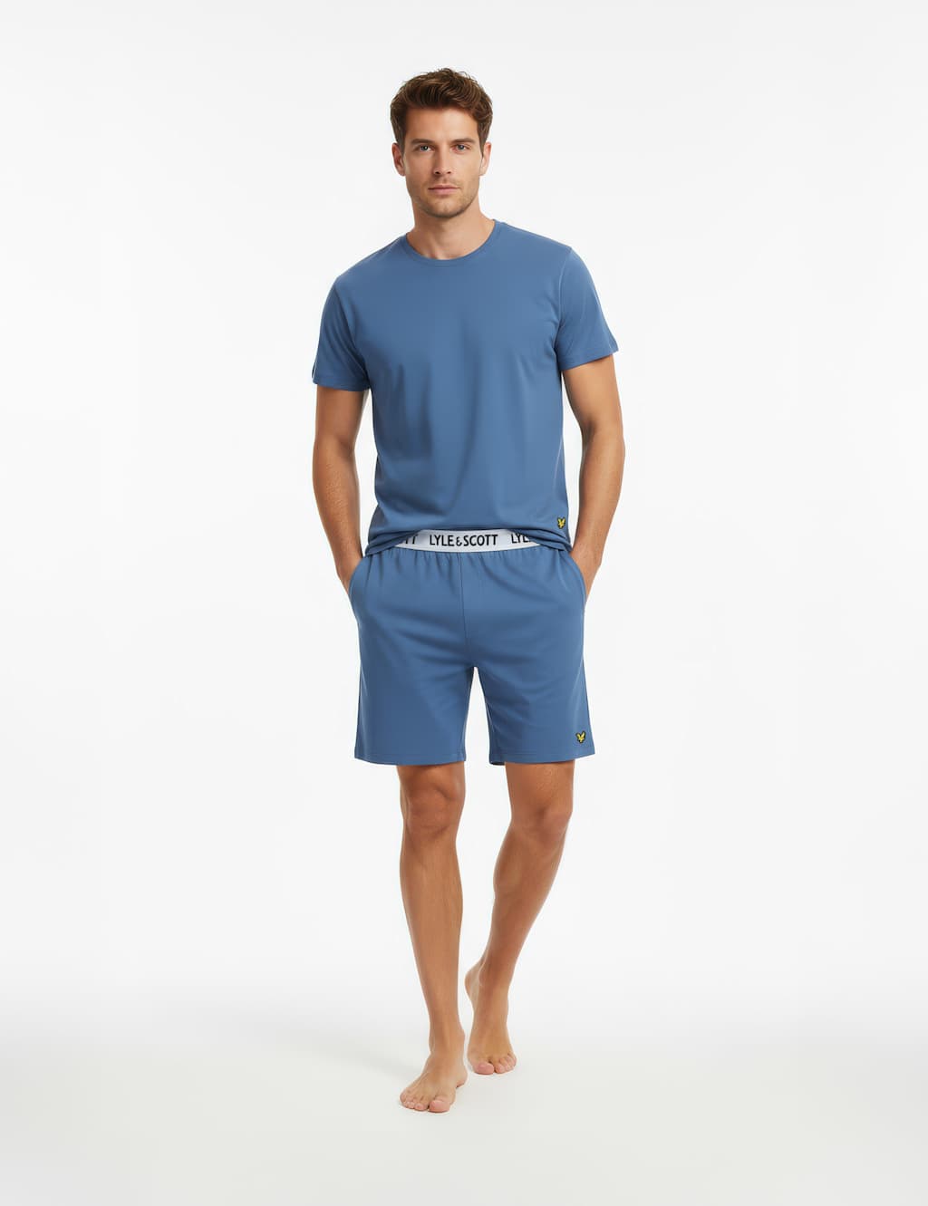 Lyle & Scott Men's Cotton Rich Loungewear Set - S - Blue - Available at M&S