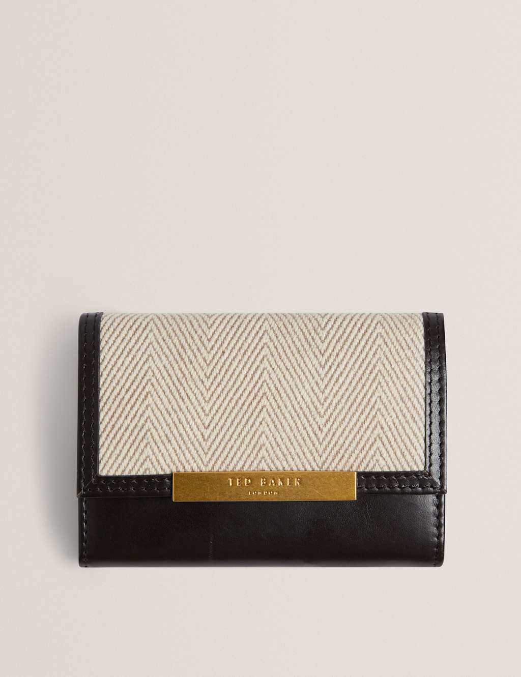 Ted Baker Leather Herringbone Panel Purse Brown