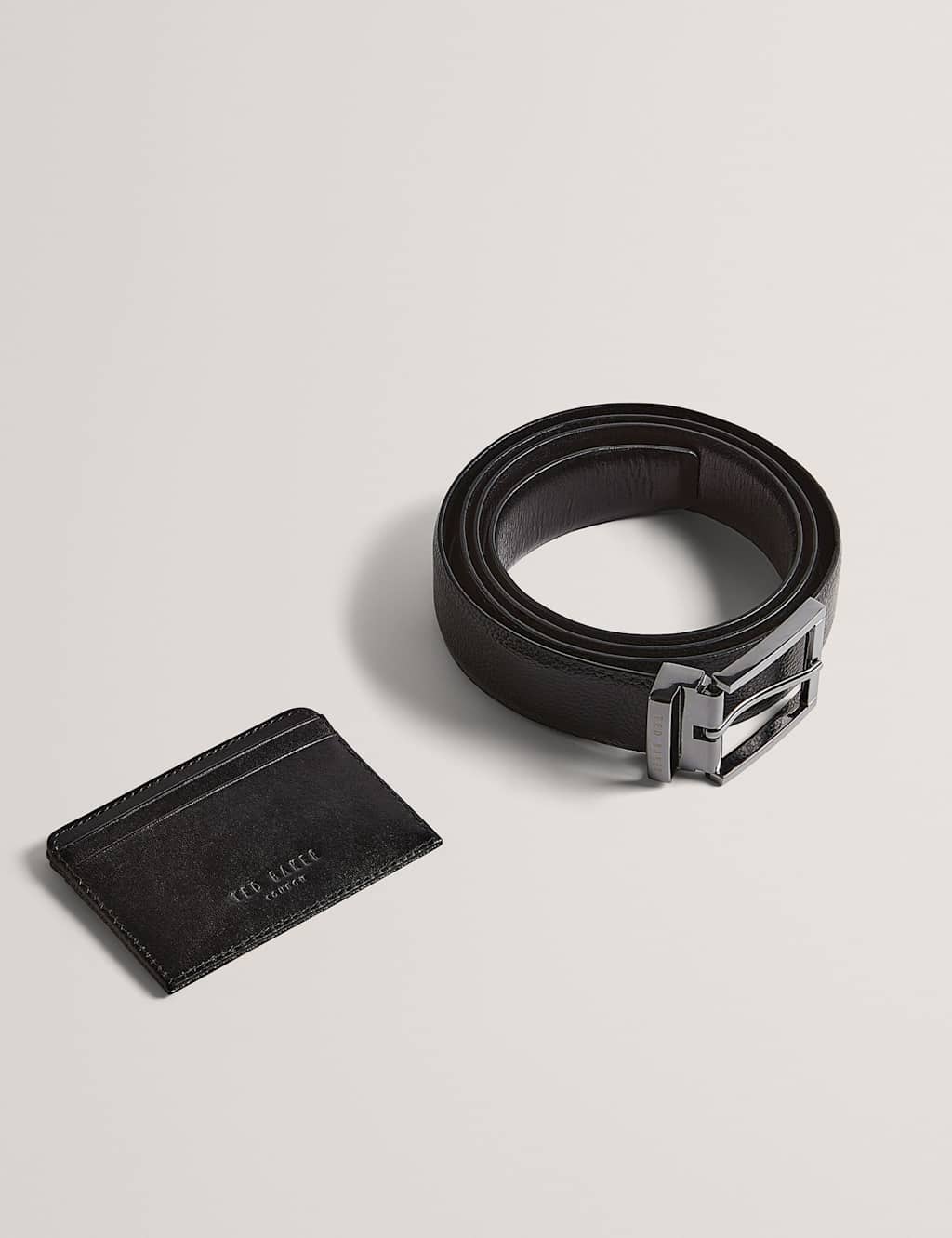 Ted Baker Leather Belt and Cardholder Set Black