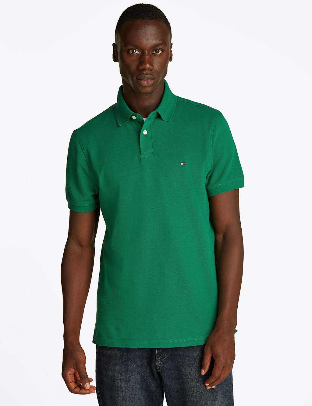 Tommy Hilfiger Men's Cotton Rich Polo Shirt - 2XL - Green - Available at M&S