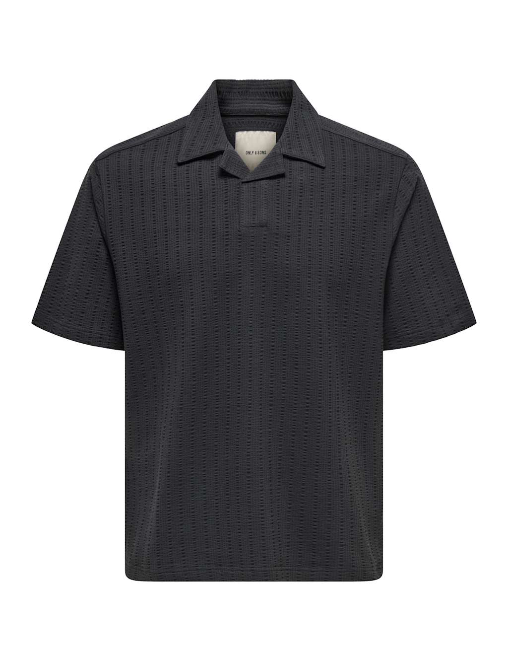 ONLY & SONS Cotton Rich Textured Polo Shirt Black