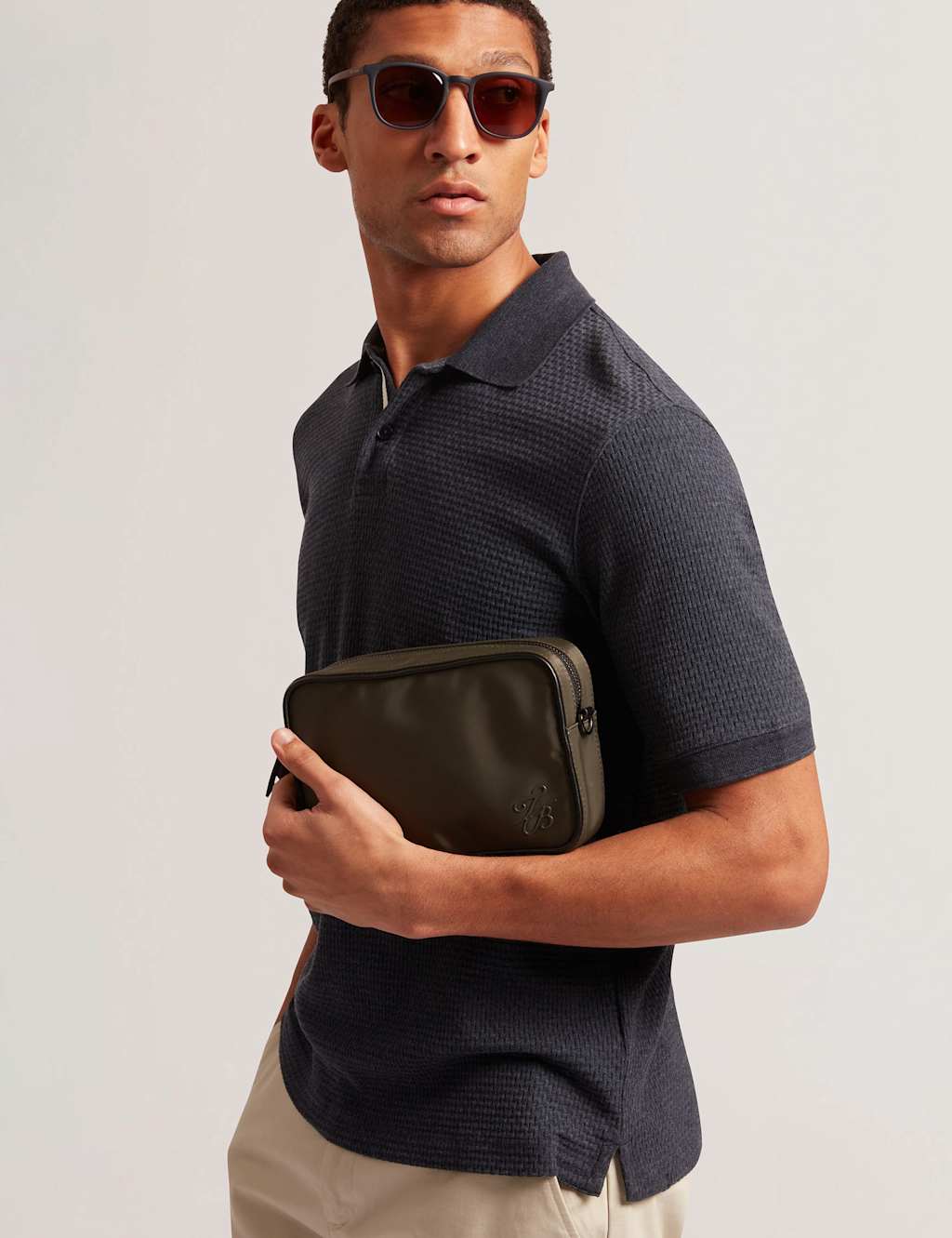 Cotton Blend Textured Polo Shirt